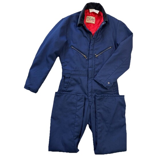 VTG Walls Blizzard -Pruf Insulated Coveralls Mens Small Short USA Navy Workwear - Picture 3 of 11